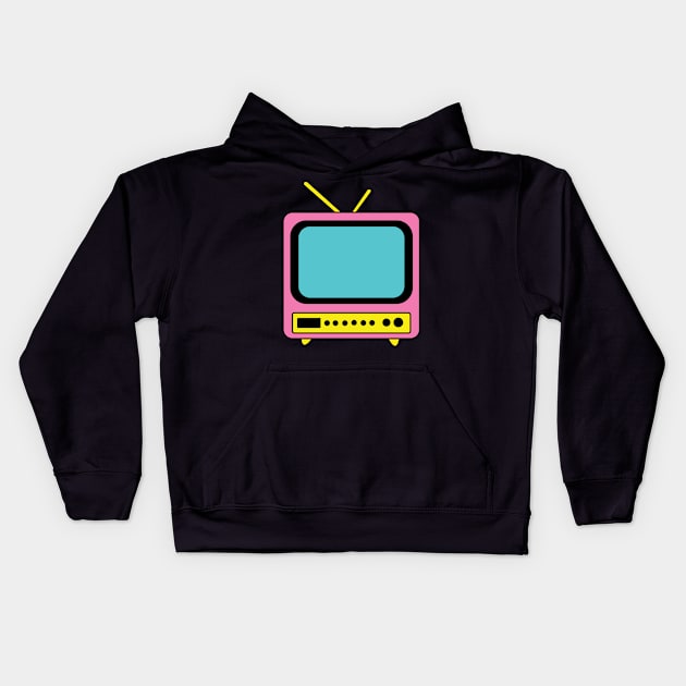 80s 90s nostalgia TV CMYK Kids Hoodie by NostalgiaUltra